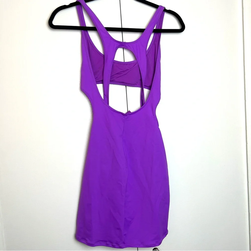 SKIMS Recycled Swim Cutout Tank Dress in Violet NWT